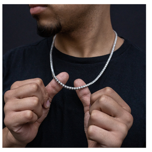 Collier de luxe unisexe tendance en argent 925 plaqué or 14 carats, chaîne tennis, micro-inserts de moissanite taille brillant rond, cadeau de mariage - Product Image 5