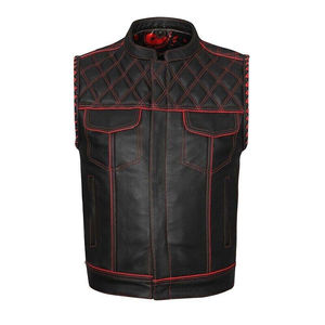 Cowhide <b>Biker</b> <b>Waistcoat</b> for unisex Black Leather Vest Sublimation Lining Two Pocket Design Breathable Casual for Winter Custom - Product Image 2