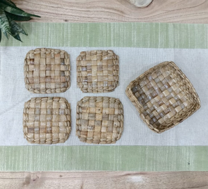 Conjunto moderno de soporte blanco tejido cuadrado de jacinto de agua ecológico de alta calidad, 4 posavasos para cocina, mayorista directo de Vietnam - Product Image 5