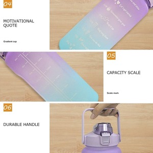 Botella de agua motivacional con marcador de tiempo, sin BPA, a prueba de fugas, jarra de agua grande con asa para gimnasio, fitness y deportes al aire libre - Product Image 5