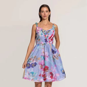 Vestido corto de algodón con bloque de mano indio, vestido personalizado para novia, boda, luna de miel, regalo, ropa de verano, vestido con estampado floral, regalo para ella - Product Image 1