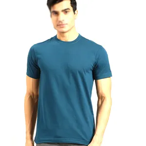 T-shirt bleu solide à col rond 2023 Top Design personnalisé de haute qualité Top Design hommes T-Shirts en gros