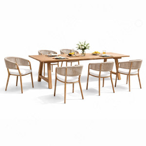Modern Outdoor Wood <strong>Bistro</strong> Table <strong>Set</strong> Lightweight and Durable Patio Teak Furniture for Dining Hotels Villas Farmhouses <strong>on</strong> <strong>Sale</strong> - Product Image 4