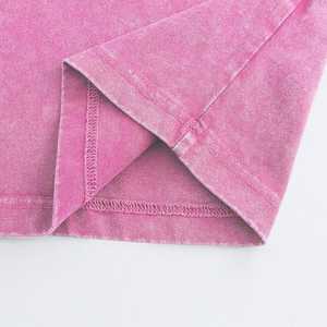 T-shirt en coton épais délavé à l'acide avec manches courtes à col rond classique et design vintage délavé pour des tenues Streetwear décontractées - Product Image 6