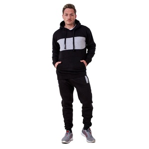 Best-seller Survêtement Athlétique d'Automne pour Hommes Noir Poche Kangourou Panneaux à la Mode Polaire Respirante Durable Grande Taille - Product Image 1