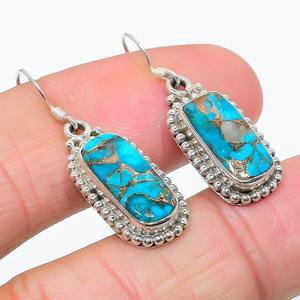 Tendencia 925 plata esterlina turquesa piedras preciosas pendientes joyería hecha a mano plata estilo bohemio pendientes joyería para mujer regalo para - Product Image 2