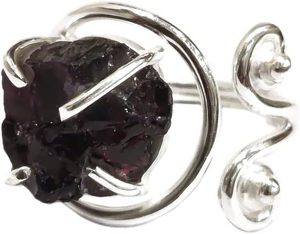 Anillo de Plata de Ley 925 con Granate Natural, Piedra de Nacimiento de Enero, Ajustable, Regalo de Navidad, Joyería Hecha a Mano - Product Image 3