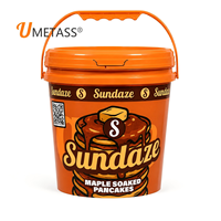 Seau en plastique PP de haute qualité, cylindrique, 1L, 5L, 10L, 15L, vide, de qualité alimentaire, durable, recyclable, avec couvercle, pour emballage alimentaire et glaces