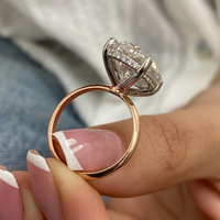 Impresionante Anillo de Diamante Ovalado de 8.00ct Cultivado en Laboratorio para Mujer, Oro de 14K con Baño de Rodio, Certificado IGI, Color E, Diseño Moderno