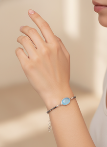 Bracelet en argent sterling 92,5 fait à la main avec chalcédoine - Bijoux de luxe plaqués or 18 carats avec pierre précieuse naturelle pour mariage et fête - Product Image 2