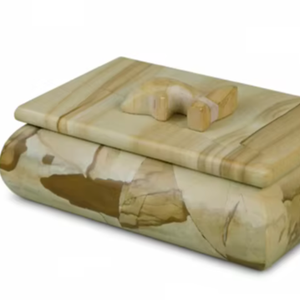 Boîte à bijoux artisanale en jaspe, décorative, en pierre naturelle, avec sculpture de dauphin, pour la décoration de maison de luxe - Product Image 1