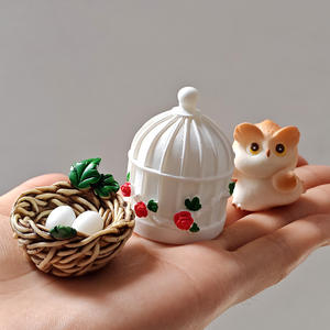 Cartoon Uil Vogelkooi Vogelnest Sprookjesachtige Tuin Miniaturen Diermodel Figuren Diy Terrarium Mos Landschap Figuur - Product Image 3