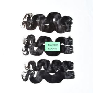 100% cheveux indiens vierges bruts non transformés 8-32 pouces Bundles Bodywave sans produit chimique Extensions de cheveux humains de couleur noire - Product Image 1
