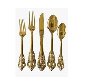 <b>Vintage</b> Heavy-Duty Solid Brass <b>Cutlery</b> <b>Set</b> Eco-Friendly Metal Tableware with Hand Embossed Design for Parties - Product Image 6