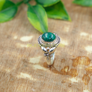 Anillo de Crisocola, Anillo de Plata de Ley 925, Anillo Hecho a Mano con Diseño Único, Anillo de Compromiso para Ella, Joyería de Crisocola, Regalo de Navidad - Product Image 5