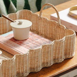 Bandeja para servir con forma festoneada de ratán de alta calidad con asas Bandejas de comida de mimbre natural hechas a mano Superventas Hecho en Vietnam - Product Image 4