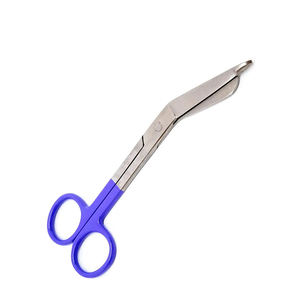 Ciseaux enduits bleus de pansements de poignée 115mm lame incurvée ciseaux de salle de chirurgie chirurgicale en acier inoxydable - Product Image 2