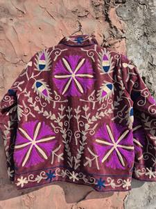 Veste en velours brodée Suzani : Manteau artisanal bohème - Product Image 6