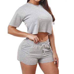 ชุดเซ็ตสองชิ้นลำลองสำหรับผู้หญิง สีพื้น โลโก้สั่งทำได้ แขนสั้น กระโปรงครอป ผ้าแคนวาส เป็นมิตรกับสิ่งแวดล้อม ระบายอากาศได้ดี เหมาะสำหรับฤดูร้อน - Product Image 2