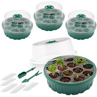 Serre miniature en plastique à 13 compartiments March TG81372, avec 5 éclairages supplémentaires, facilement assemblable pour la culture intérieure
