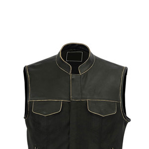 Meilleure qualité vente chaude hommes court longueur cuir gilet chaud hiver coupe-vent vêtements d'extérieur en taille adulte toile tissu - Product Image 6