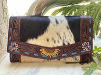 Dompet ukiran tote tangan kopling kulit bulu sapi Multi guna Clutch Bergaya desainer baru kulit Barat untuk wanita