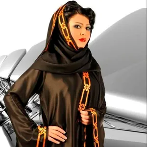 Tessuto di alta qualità Abaya nero per abbigliamento donna islamico