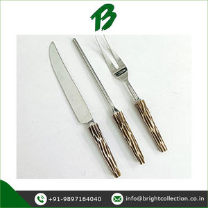 Hot <b>Sale</b> on Standard Quality Royal Design Silver Stainless Steel Kitchen Use <b>Antique</b> Resin Handle Carving Set From India - Product Image 2
