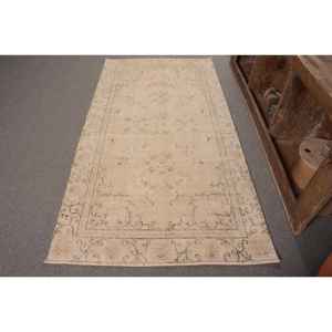 พรมตุรกีวินเทจสีเบจแบบดั้งเดิมขนาด3.5x6.6ฟุตผ้าวูลดีไซน์เย็บปะติดปะต่อกันสำหรับวัยรุ่นข้างเตียง4เมตรโถงทางเดินสี่เหลี่ยมผืนผ้า - Product Image 1