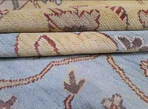 พรม oushak ถักด้วยมือสีฟ้าตุรกี | 9x12พรมห้องนั่งเล่นทำด้วยมือสำหรับห้องนอนและโรงแรมปรับแต่งขนาดที่มีอยู่ - Product Image 2