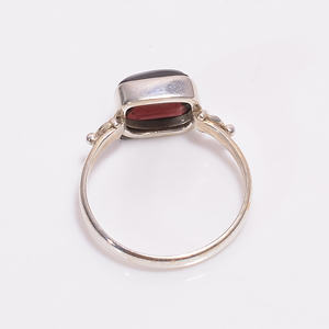 Anillo clásico de Plata de Ley 925 con piedra preciosa granate cortada con cojín para compromiso, aniversario de boda o regalo de fiesta - Product Image 2