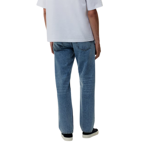 Pantalon décontracté en jean délavé pour hommes, style décontracté et droit, avec décoration à rivets, taille moyenne, tissu denim lavable, pour l'hiver et l'automne - Product Image 5