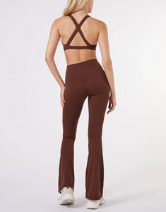 Venta al por mayor de alta calidad cintura elástica Flare Yoga Leggings mujeres de cintura alta estiramiento Flare Leggings Fitness gimnasio entrenamiento - Product Image 4