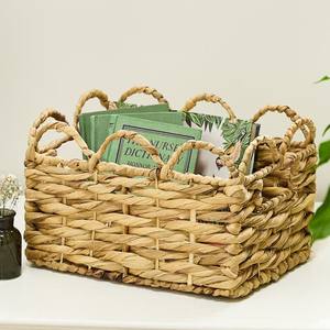 Cestas de almacenamiento de jacinto de agua festoneado-Cestas rectangulares tejidas a mano con asas | TienPhong Wholesale 2025 - Product Image 4