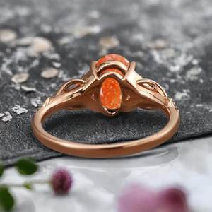 Anillo clásico de Plata de Ley 925 para mujer, piedra solar de corte ovalado chapado en oro para boda, fiesta, aniversario, regalos de cumpleaños - Product Image 2