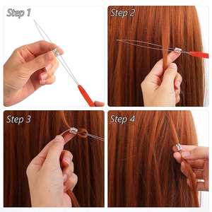 Paquete de 5 herramientas coloridas para extensiones de cabello, aguja de bucle y enhebrador, cuentas de gancho y alicates para extensiones de cabello - Product Image 3