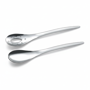 Service de salade de qualité alimentaire, ensemble de 2 pièces, serveur de salade, couleur argent, vente en gros, acier inoxydable - Product Image 1