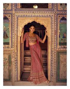 Nuevo Conjunto de 3 Piezas, Choli, Shrug y Palazzo con Blusa y Chaqueta Bordadas para Mujer, para Bodas y Fiestas - Product Image 3