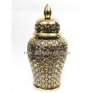 Moderno atractivo metal redondo forma cerámica Esmalte impreso decorativo jengibre tarro con tapas precio al por mayor - Product Image 6