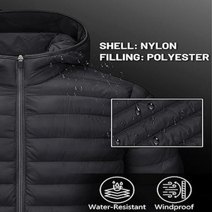 Blouson matelassé homme grande taille coupe-vent en toile à col montant avec logo frontal, séchage rapide et respirant, style urbain, vente en gros - Product Image 4