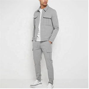 Conjuntos de ropa de abrigo para hombre, conjunto de chándal informal con logotipo personalizado, conjunto de dos piezas, conjunto de chándal cortavientos de carga de algodón y nailon - Product Image 5