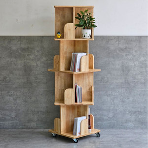 Étagère mobile moderne à 4 niveaux en bois naturel KS68193 pour salon, bureau, chambre d'enfant, chambre à coucher, design sur pied - Product Image 2