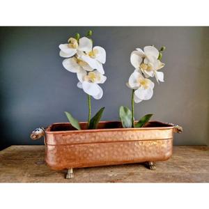 Juego de 2 maceteros de latón de primera calidad para estética interior contemporánea con soporte de metal Negro estilo interior moderno - Product Image 5