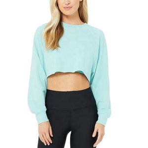 Sudaderas con capucha cortas de algodón para mujer con tela de Jersey transpirable Sudadera con capucha corta con estampado de logotipo personalizado - Product Image 1