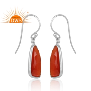 Vente chaude en argent Sterling naturel rouge Onyx pierres précieuses balancent boucle d'oreille bijoux personnalisés pour les femmes cadeau pour elle - Product Image 2