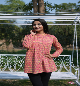 Haut décontracté en coton pour femme, écologique, lavable, à motifs floraux, fluide, manches longues, respirant, taille naturelle - Product Image 3