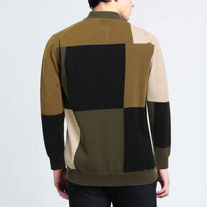 Cárdigans de punto con diseño de bloque de color personalizado para hombre, cárdigans de tendencia superior para ropa informal de invierno para hombre - Product Image 2