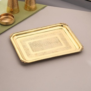 Plateau de service en laiton poli gravé sur mesure, finition de luxe, cadeau de mariage royal, plateau pour occasions spéciales, célébrations festives - Product Image 5