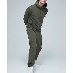 2024 nuevo conjunto de chándal de algodón personalizado de Color sólido para hombres, trajes de joggers de moda con sudaderas con capucha con cordón - Product Image 6