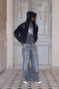 Sweat à capuche en strass de haute qualité surdimensionné personnalisé thermique hommes sweats à capuche pour vêtements de rue coupe ample hommes sweats à capuche - Product Image 2